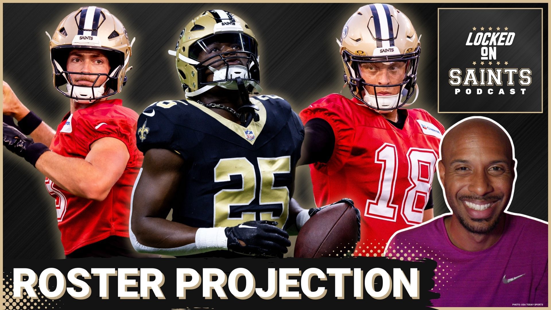 New Orleans Saints' 53-man roster projection leads off with Jake Haener and Spencer Rattler battling for more than just a backup quarterback role behind Derek Carr.