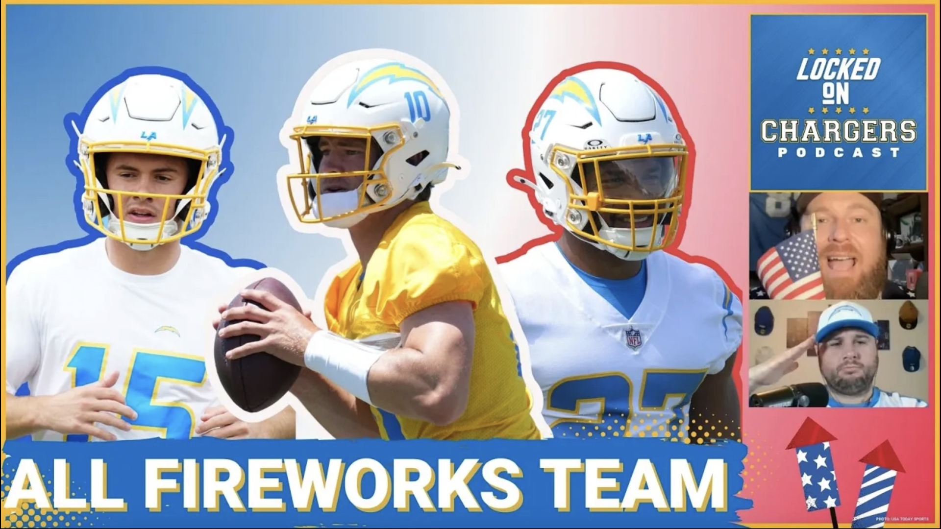 Chargers 2024 AllFireworks Team Justin Herbert, JK Dobbins Lead