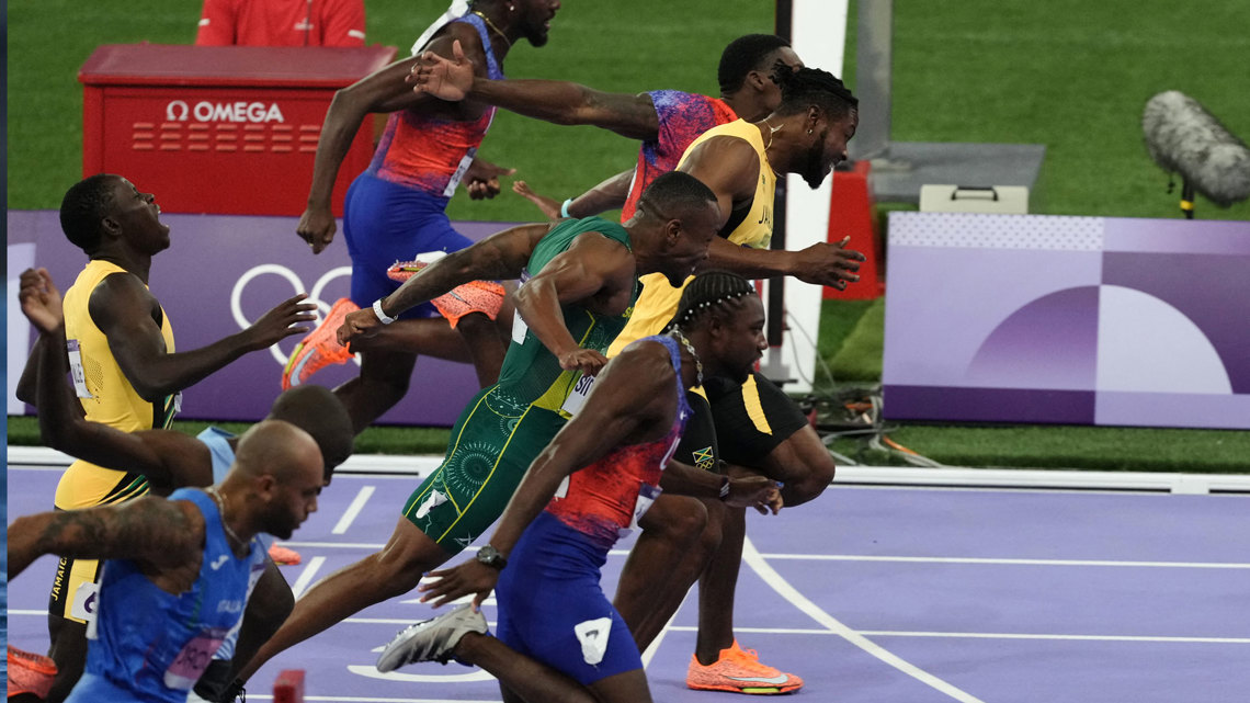 Noah Lyles talk about winning Olympic thriller in 100-meter sprint