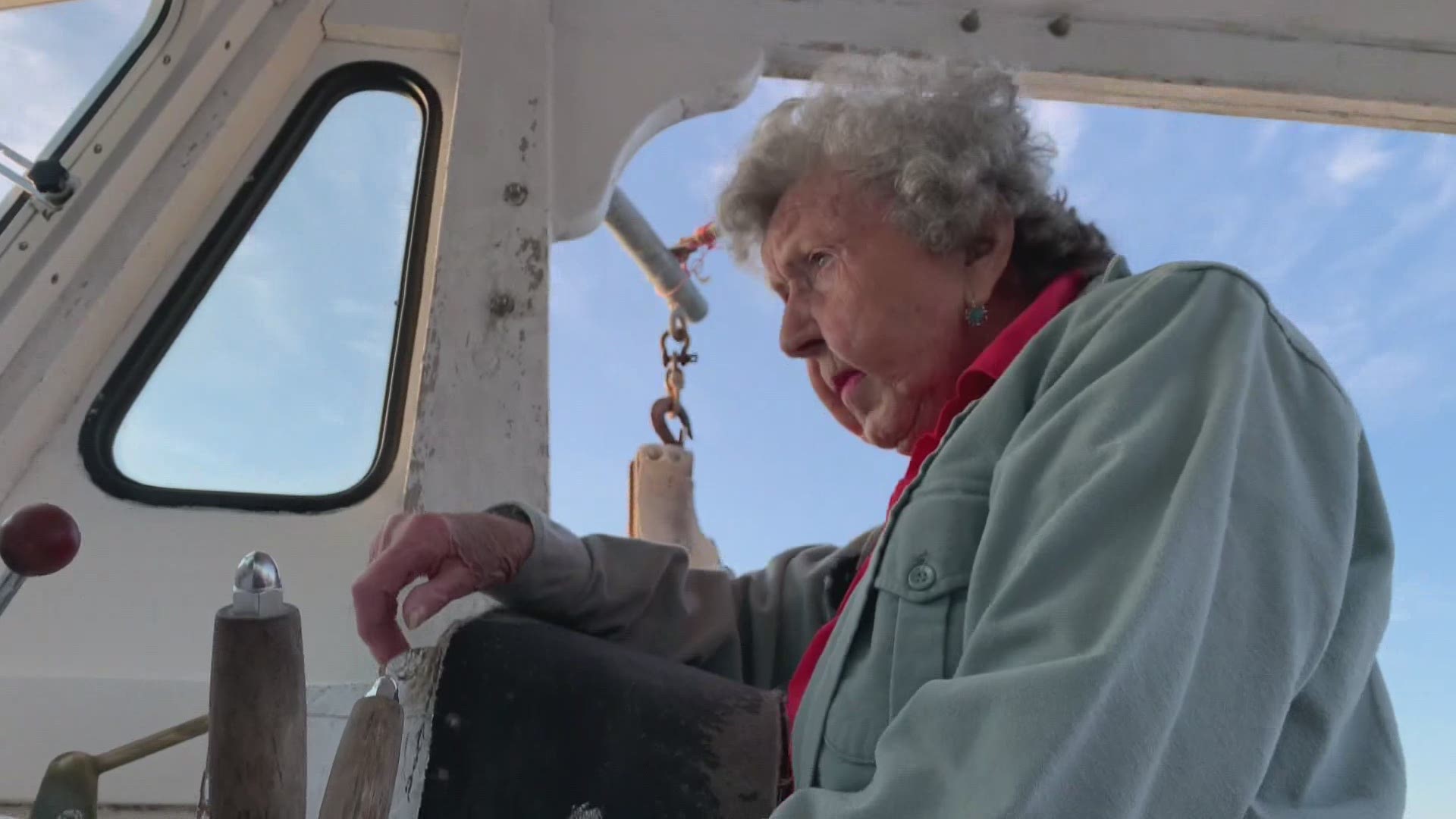 Virginia Oliver, who is 101 years old, has lived in Rockland her whole life and has been lobstering on and off for the last 93 years.