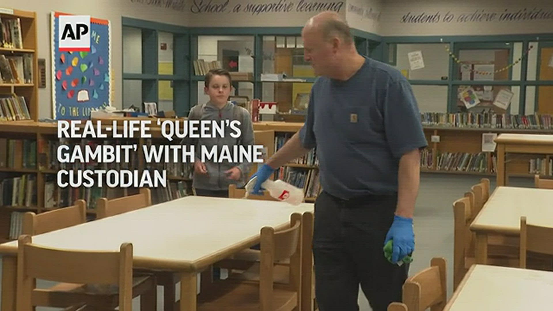 “The Queen’s Gambit” is playing out in real life in Maine, after custodian David Bishop coached two school chess teams to victory. (AP Video: Rodrique Ngowi)