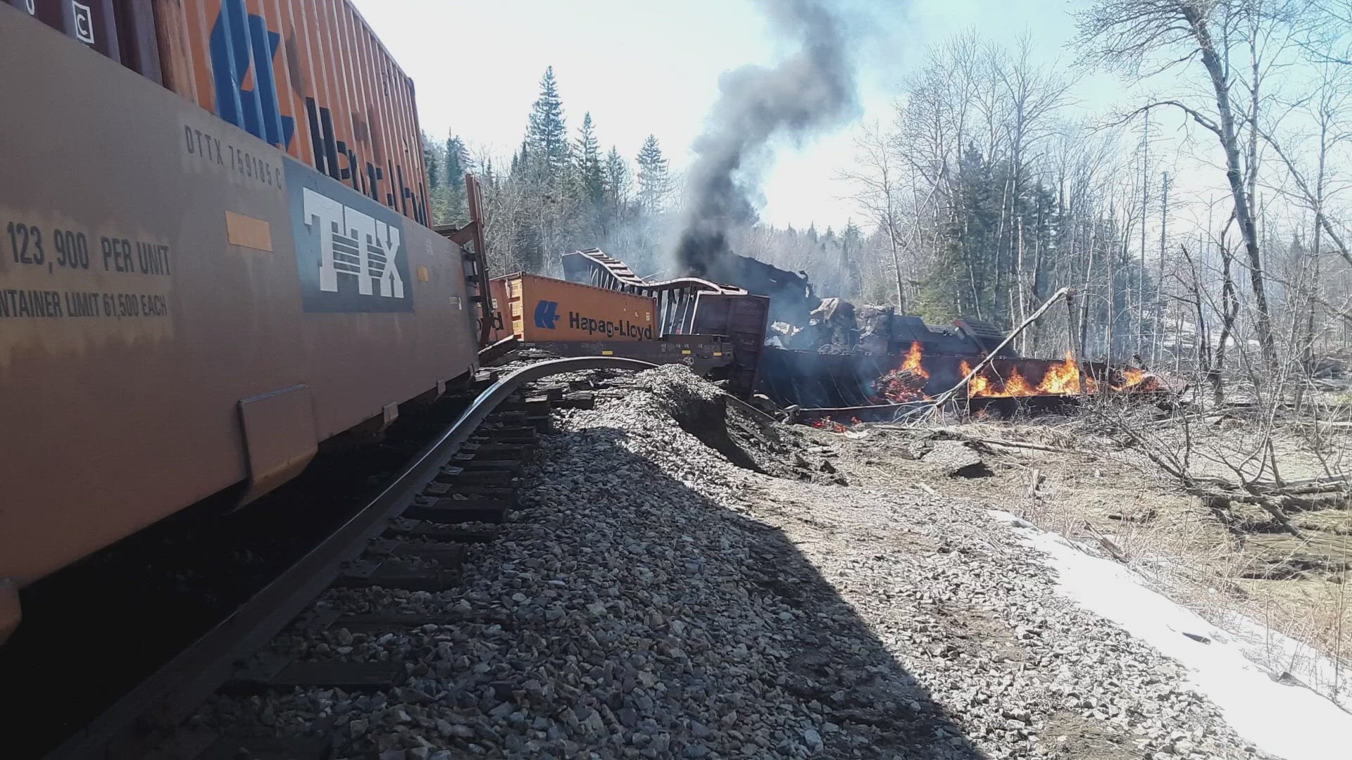 The Canadian Pacific Kansas City freight train reportedly derailed six lumber cars, as well as three locomotives.