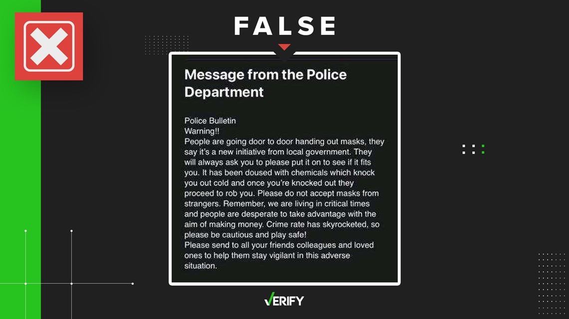 Police bulletin about masks doused with chemicals isn’t