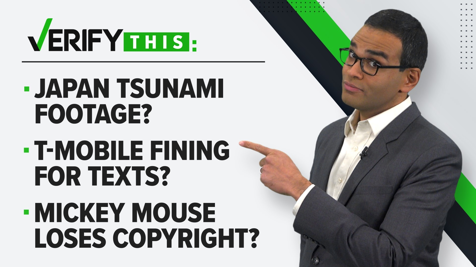 In this week's episode we fact check images claiming to be from the Japan tsunami, if T-Mobile is fining users for texts and details about the Mickey Mouse copyright