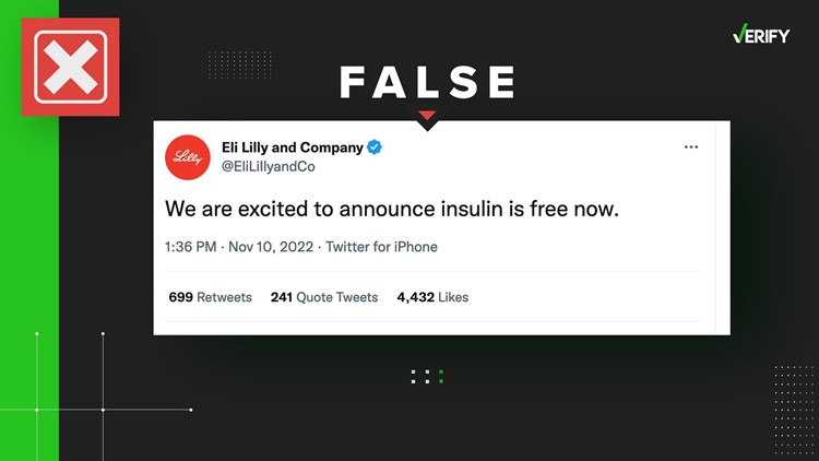 No, drug manufacturer Eli Lilly is not making its insulin free