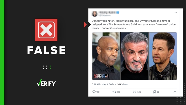 No, Mark Wahlberg, Sylvester Stallone and Denzel Washington didn&rsquo;t leave SAG-AFTRA to start &lsquo;no-woke&rsquo; union