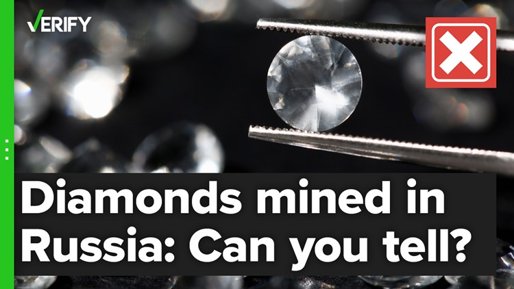 No, you can't tell if a diamond was mined in Russia