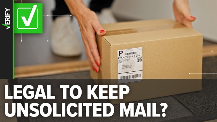 Federal law allows you to keep unsolicited packages sent to your address