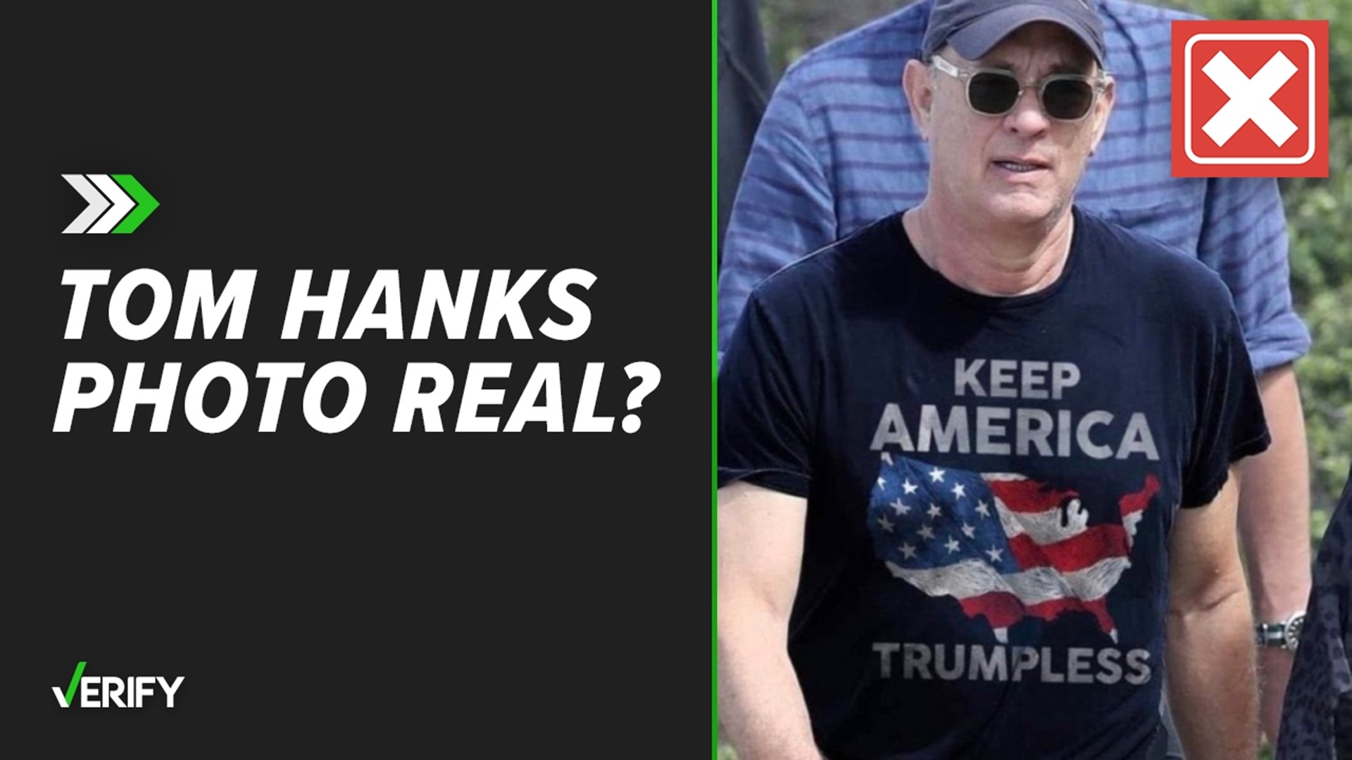 Actor Tom Hanks wasn’t wearing a ‘Keep America Trumpless’ shirt, as viral posts show. The original photo was taken from Sydney, Australia in 2020.