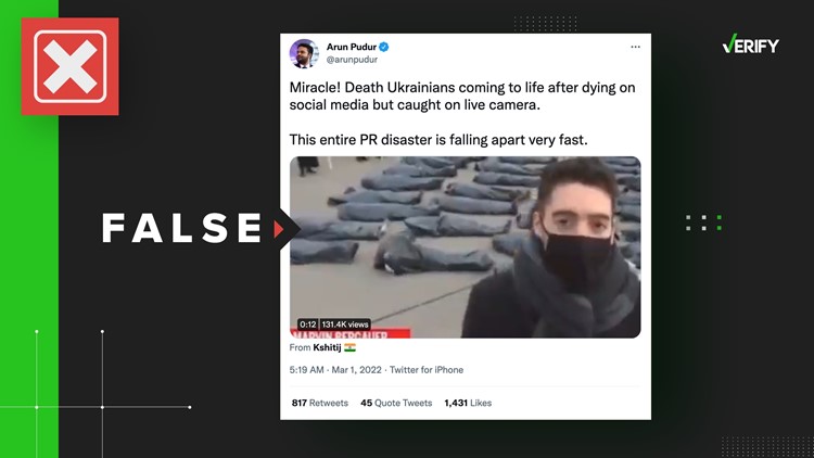 No, a news video of a man moving inside a body bag was not filmed in Ukraine