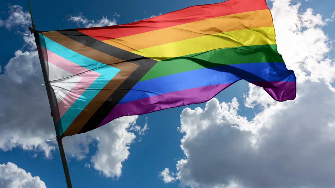 Progress pride flag's copyright is Creative Commons