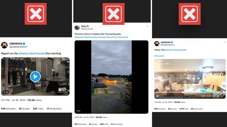 Old videos falsely claim to show aftermath of Alaska earthquake, tsunami warning