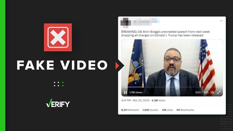 Trump charges haven't been dropped despite fake video of Manhattan DA saying have been