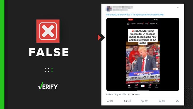 No, Trump did not &lsquo;freeze&rsquo; for 21 seconds during a Montana rally
