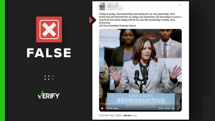 Viral video of Vice President Kamala Harris saying ‘today is today’ is altered