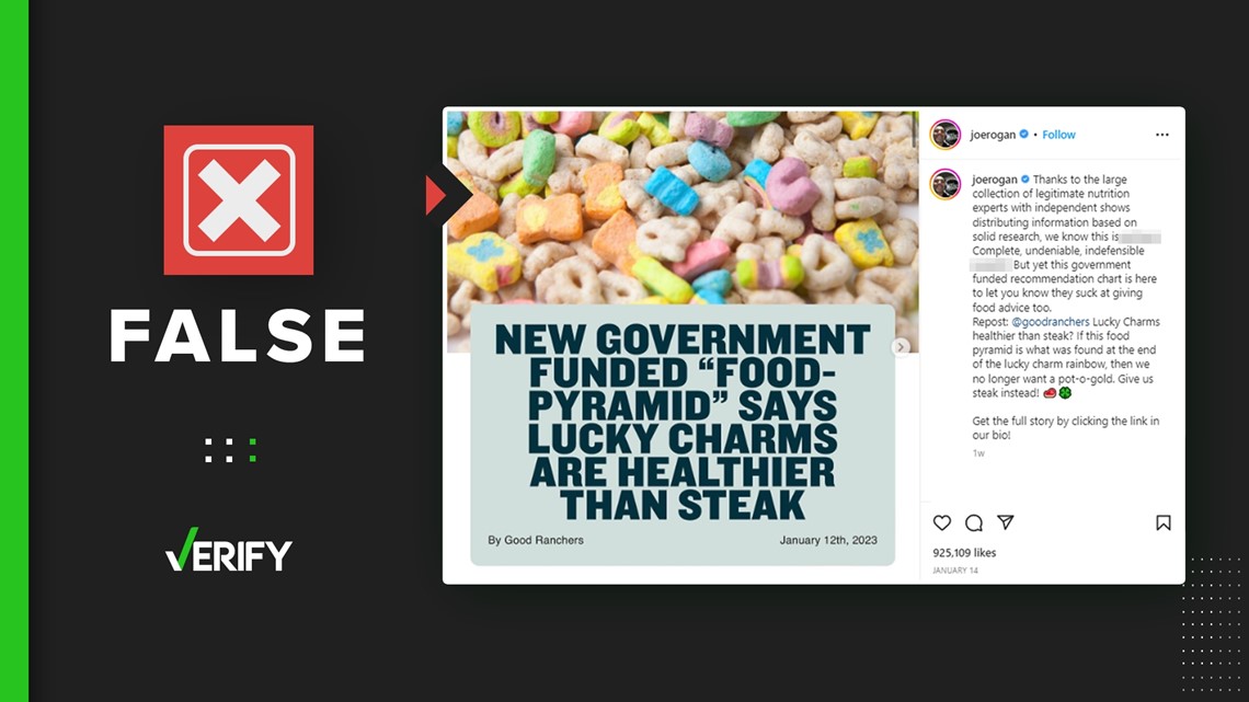 Lucky Charms not ranked as healthier than steak on food pyramid