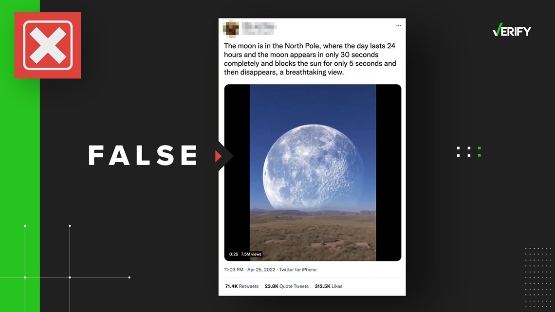 No viral video with large moon at north pole isn t real verifythis