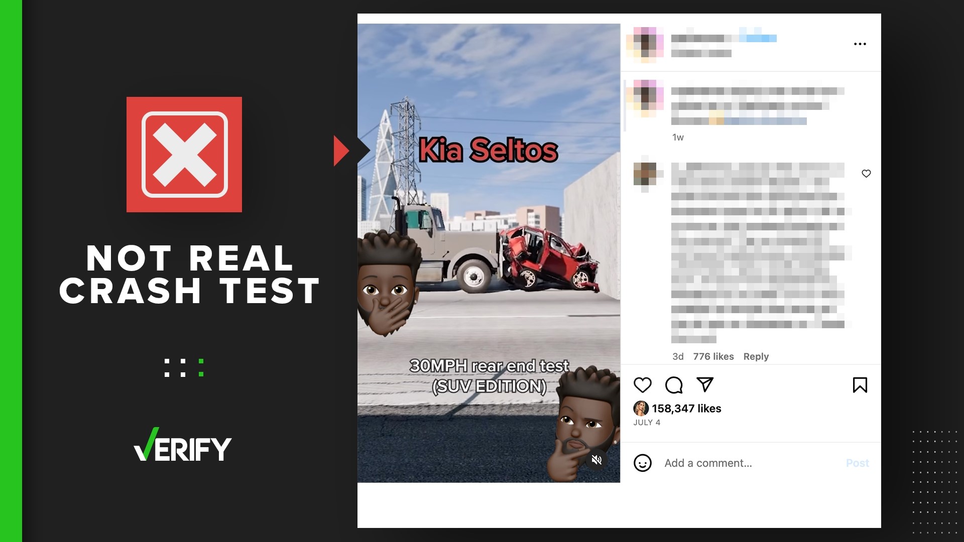 This post falsely claims digitally edited videos of car crashes as