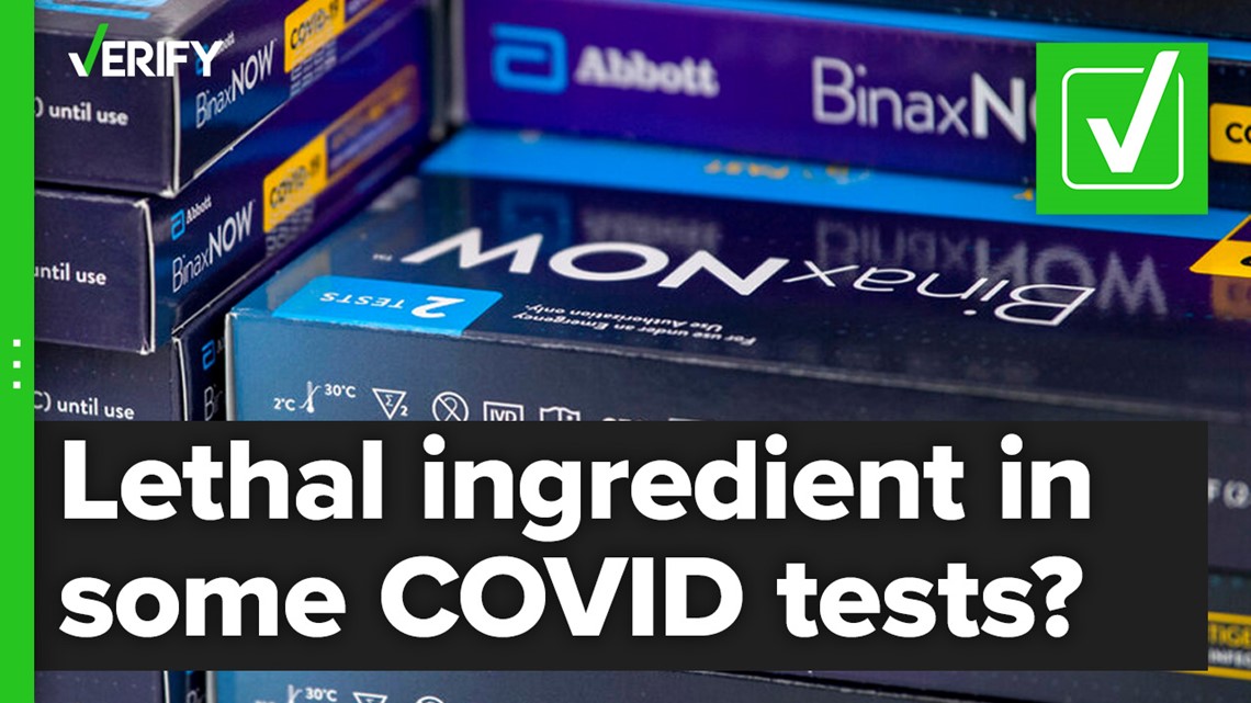 Yes, some rapid at-home COVID-19 tests contain a very small amount of a poisonous ingredient