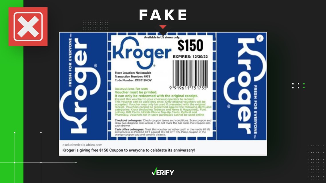 Fake 150 Kroger anniversary coupon is a scam verifythis