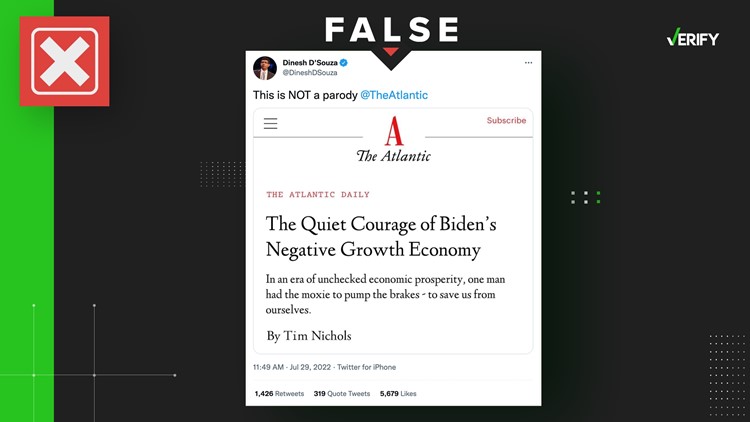 Tweets falsely claim The Atlantic published story about ‘Biden’s negative growth economy’