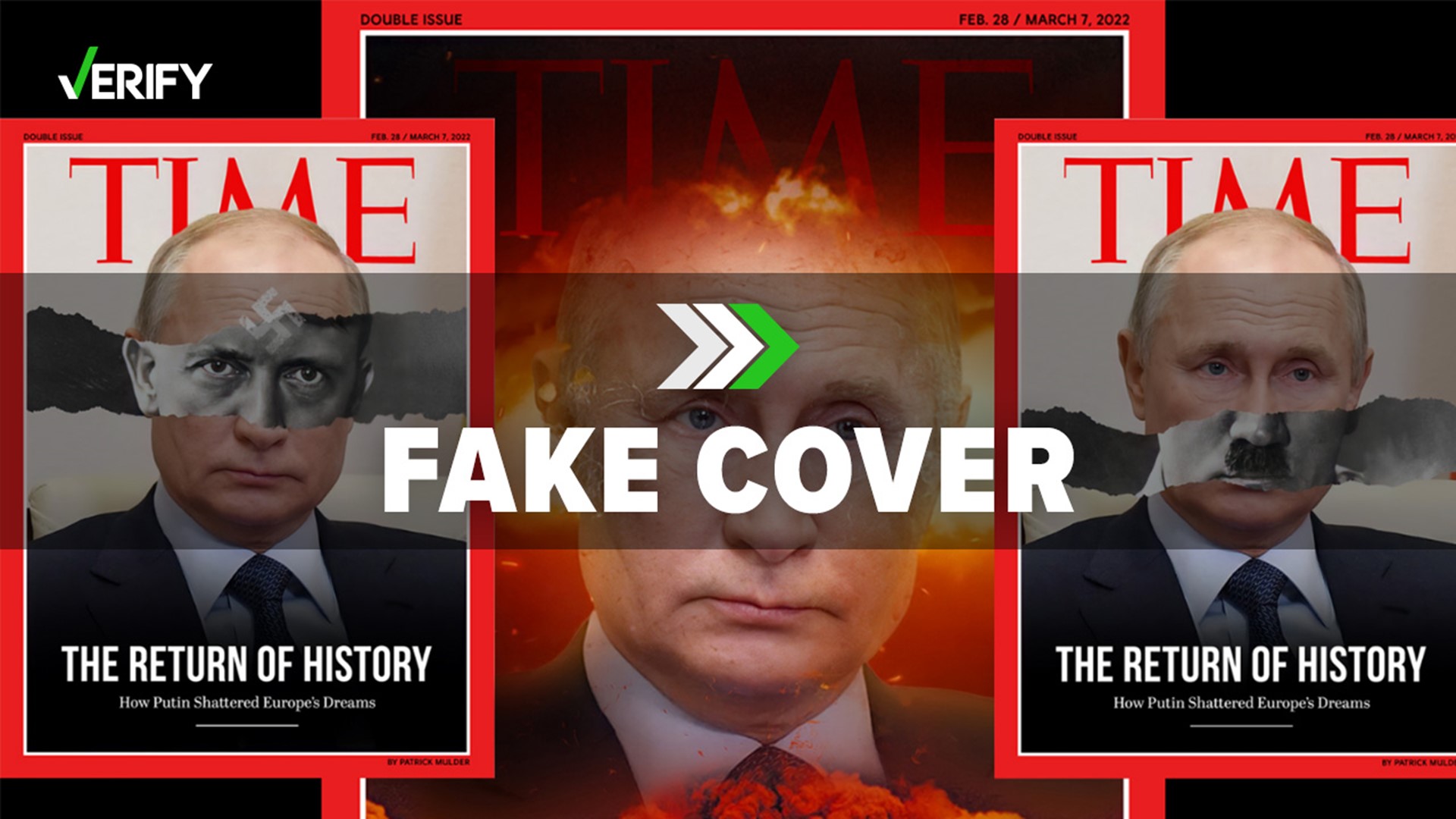 A TIME magazine cover with Vladimir Putin’s face superimposed on Adolf Hitler is not real