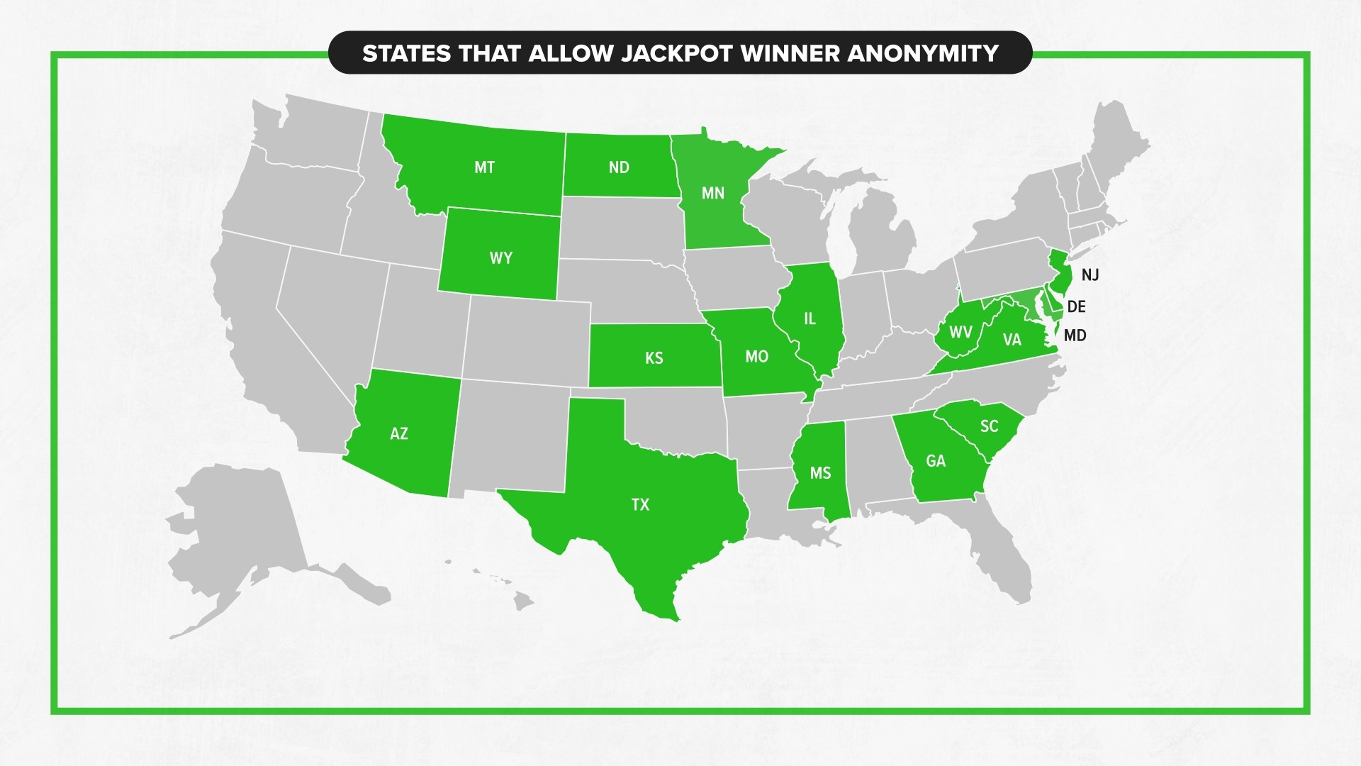 VERIFYING the states where a lottery winner can stay anonymous