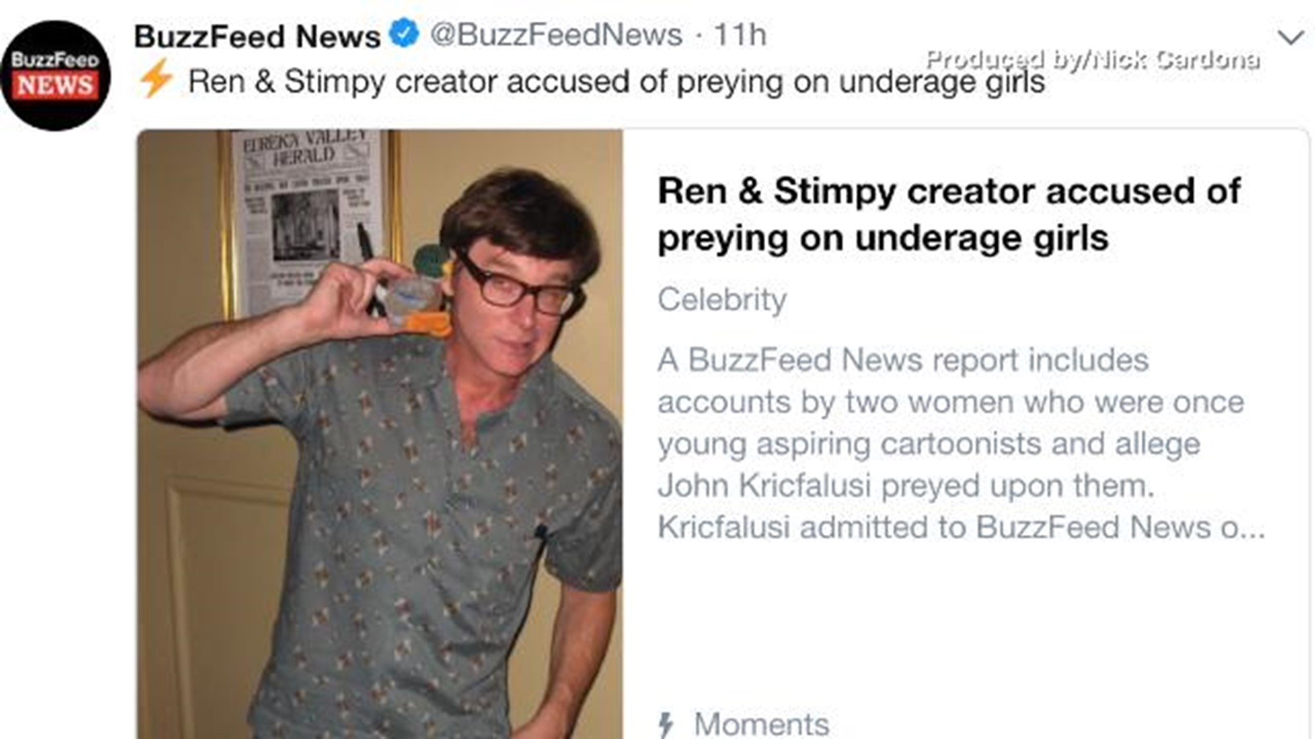 John Kricfalusi...the creator of the Ren and Stimpy show has been accused of preying on teens. Veuer's Nick Cardona has that story.