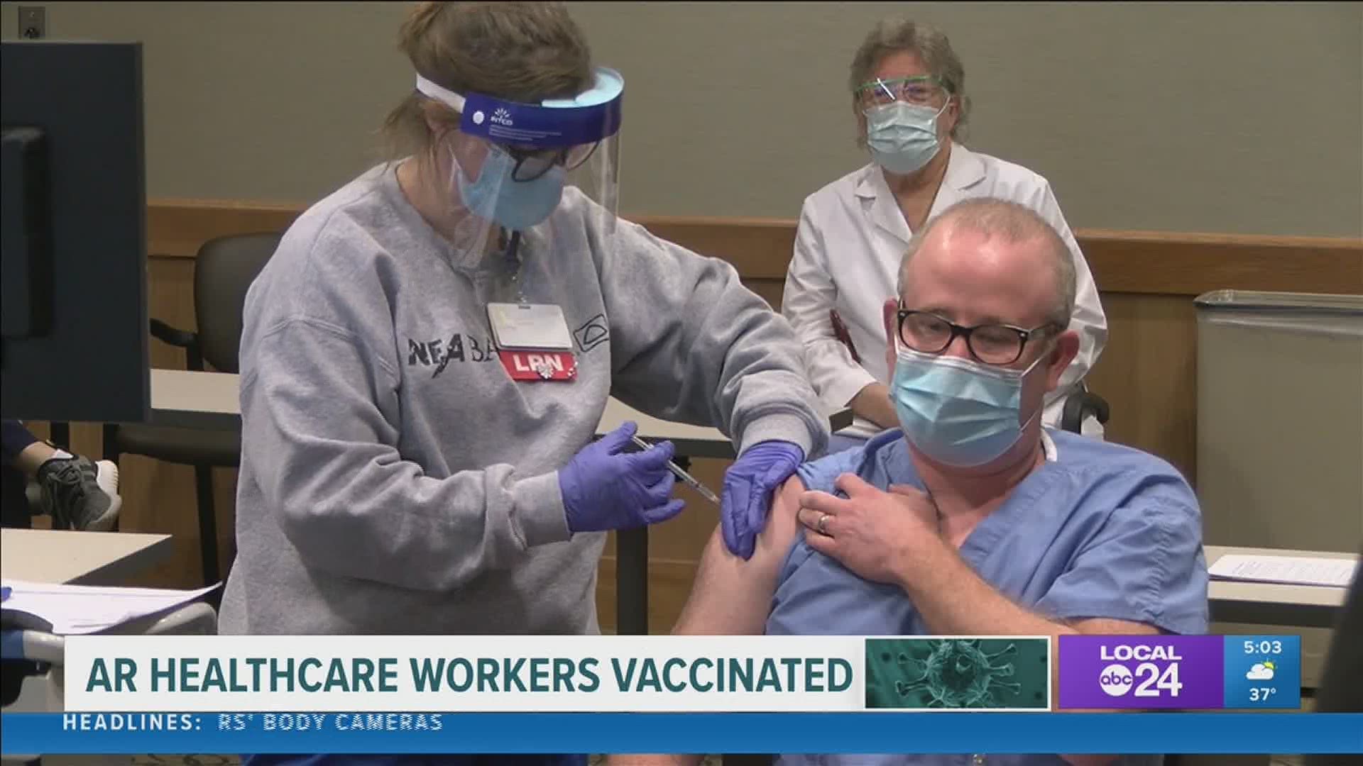 Doctors, nurses at NEA Baptist in Jonesboro, AR express relief, gratitude after getting vaccinated.