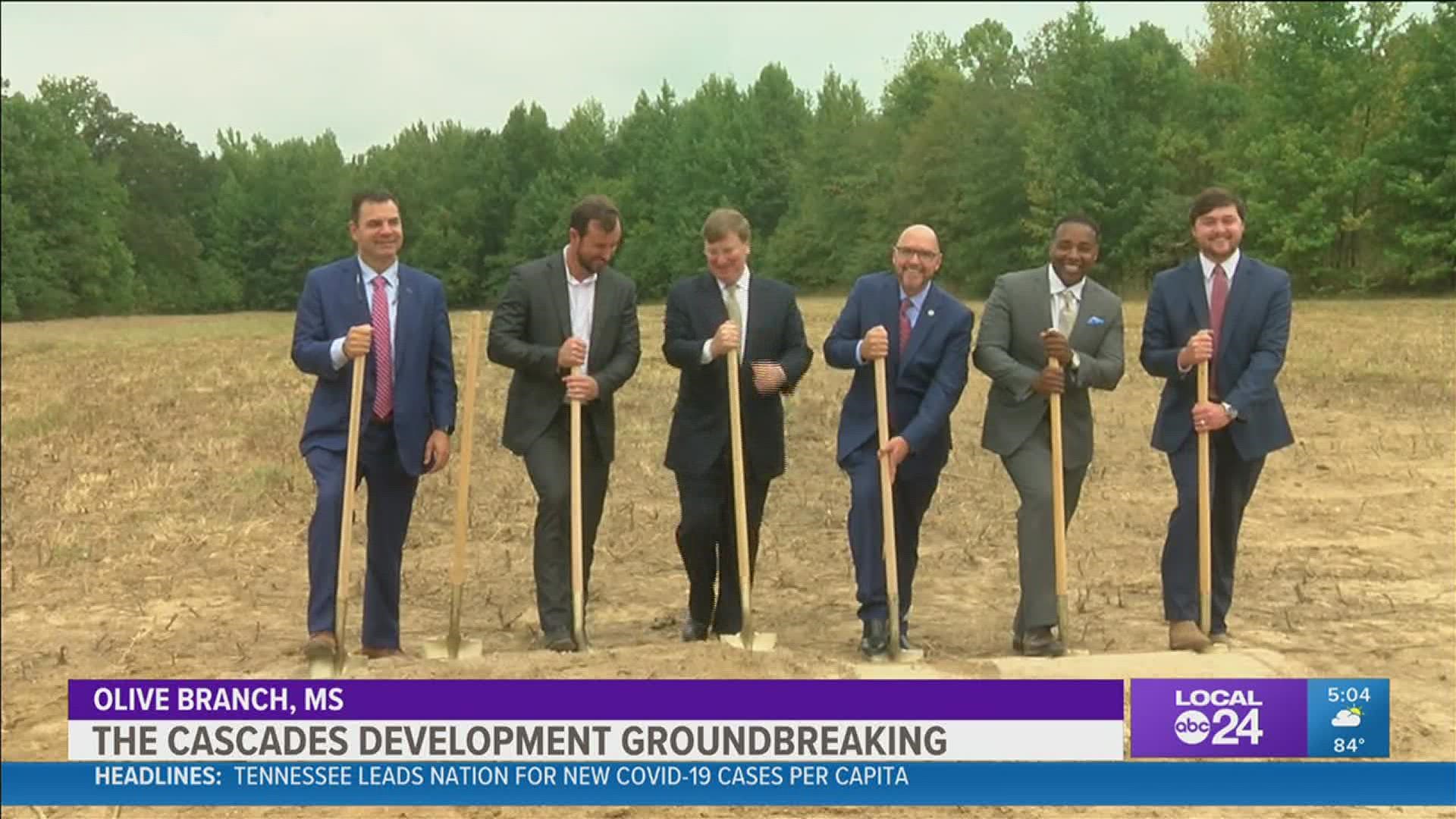 Mississippi Governor Tate Reeves was in Olive Branch, Mississippi, Wednesday for the Cascades Development groundbreaking ceremony.