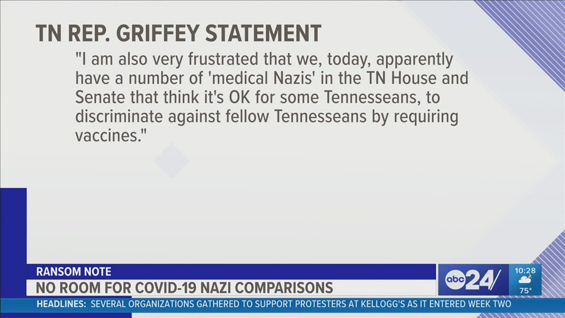 Republican State Rep. Bruce Griffey hit a new low this week in a letter criticizing lawmakers and companies who favor vaccine mandates.