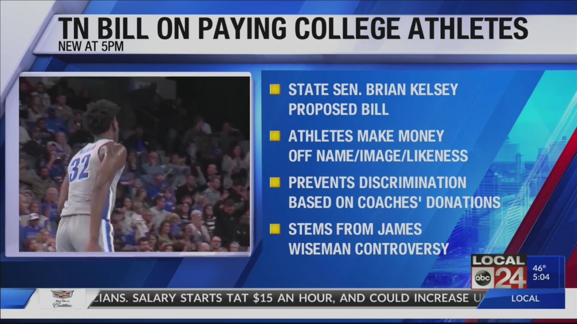 TN lawmakers to consider legislation to allow compensation for college athletes & prohibit discrimination based on coaches' donations