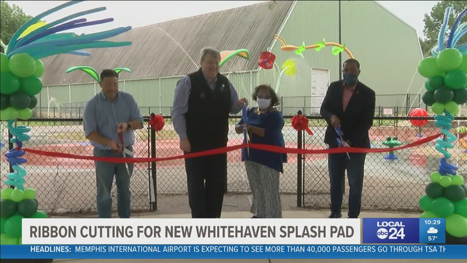 ribbon cutting for Whitehaven's new Splash Pad