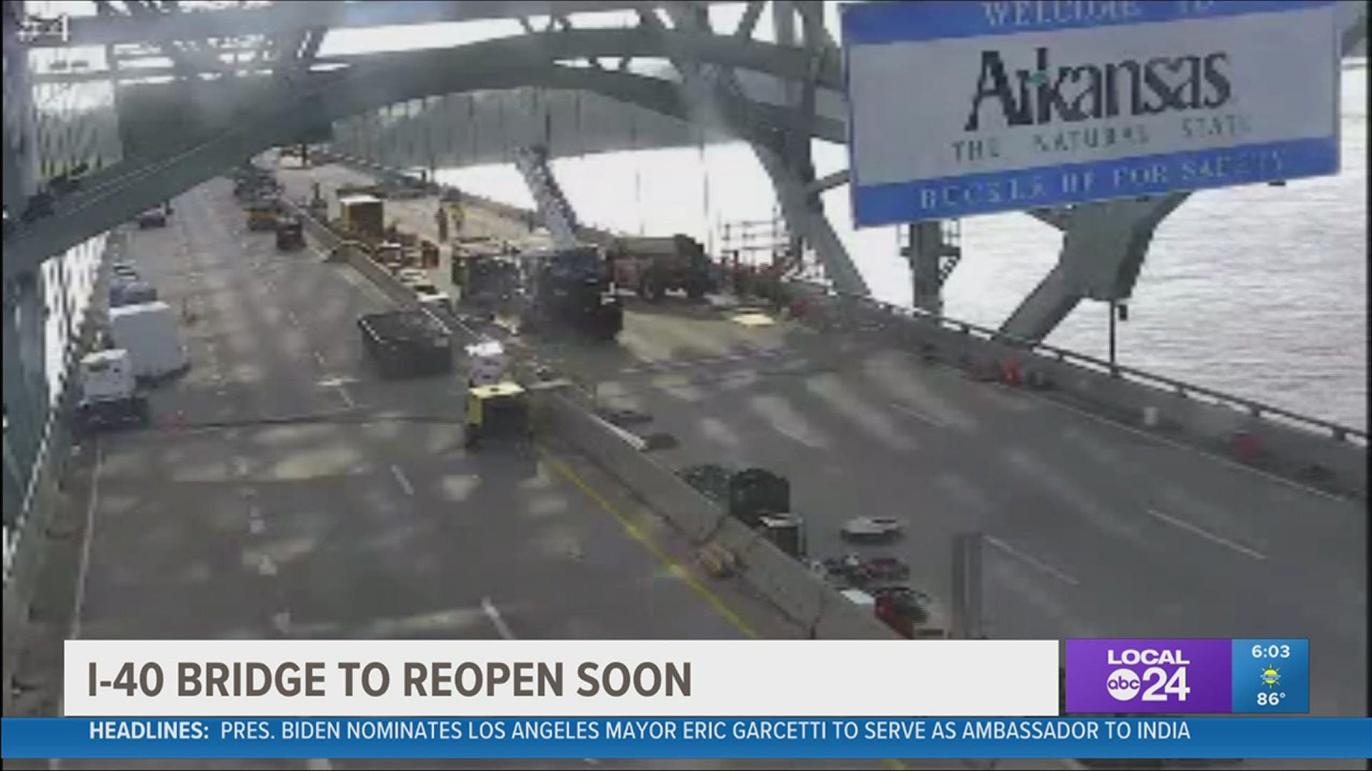 The Tennessee Department of Transportation says the goal for opening the bridge is still the end of July.