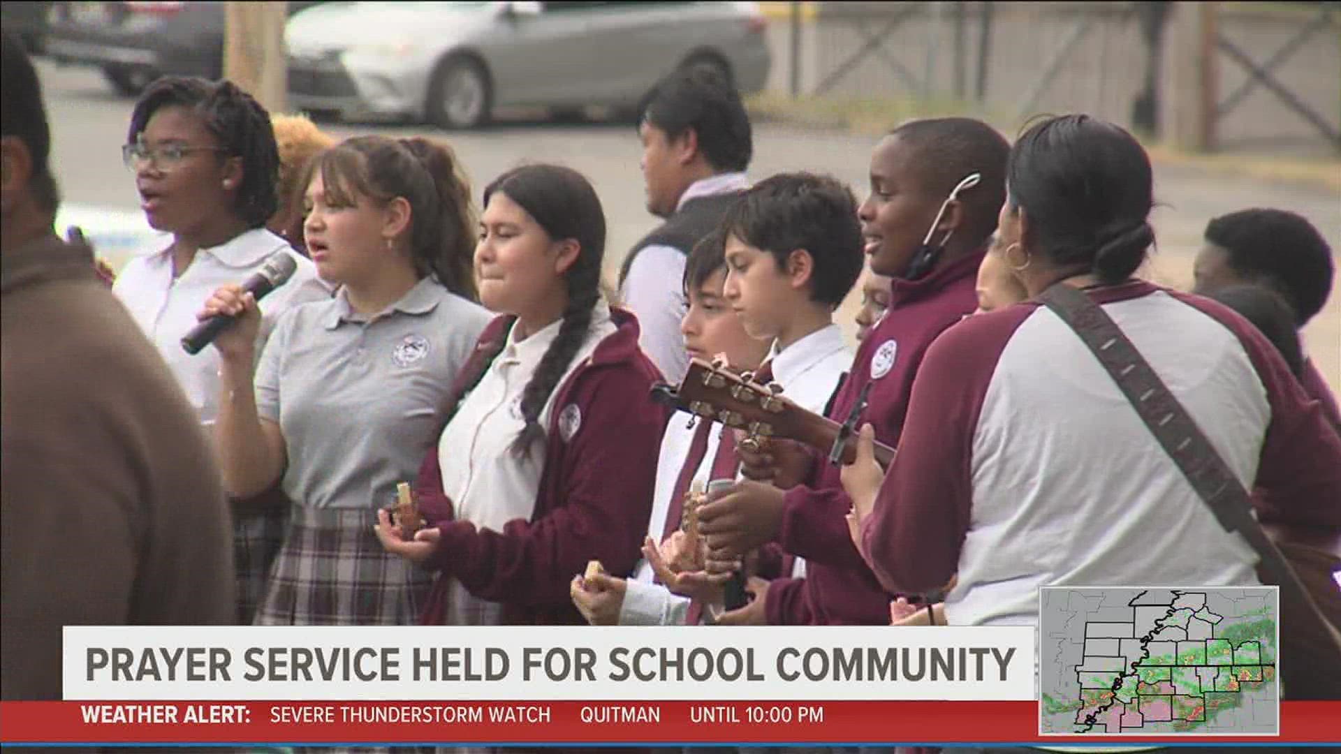 St. Paul Catholic School holds prayer for violent crime in the community.