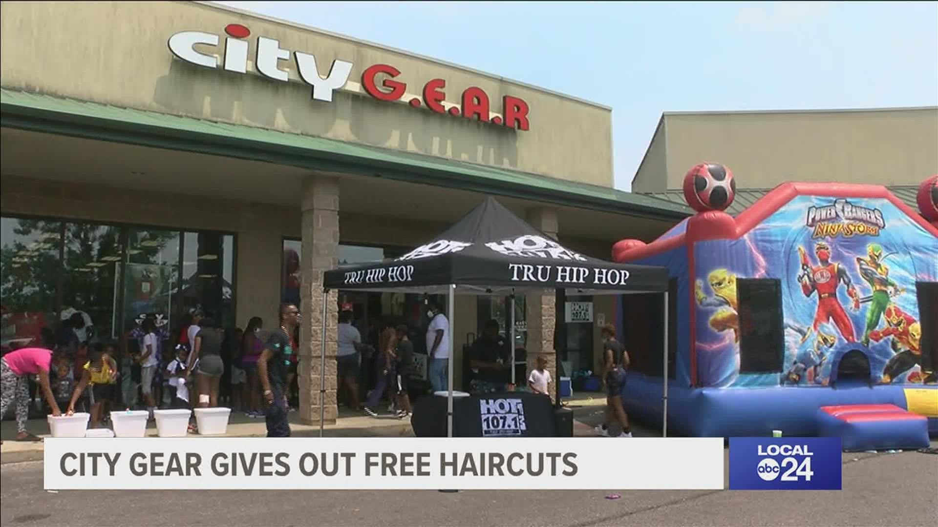 City Gear gave out free backpacks, school supplies, and haircuts.