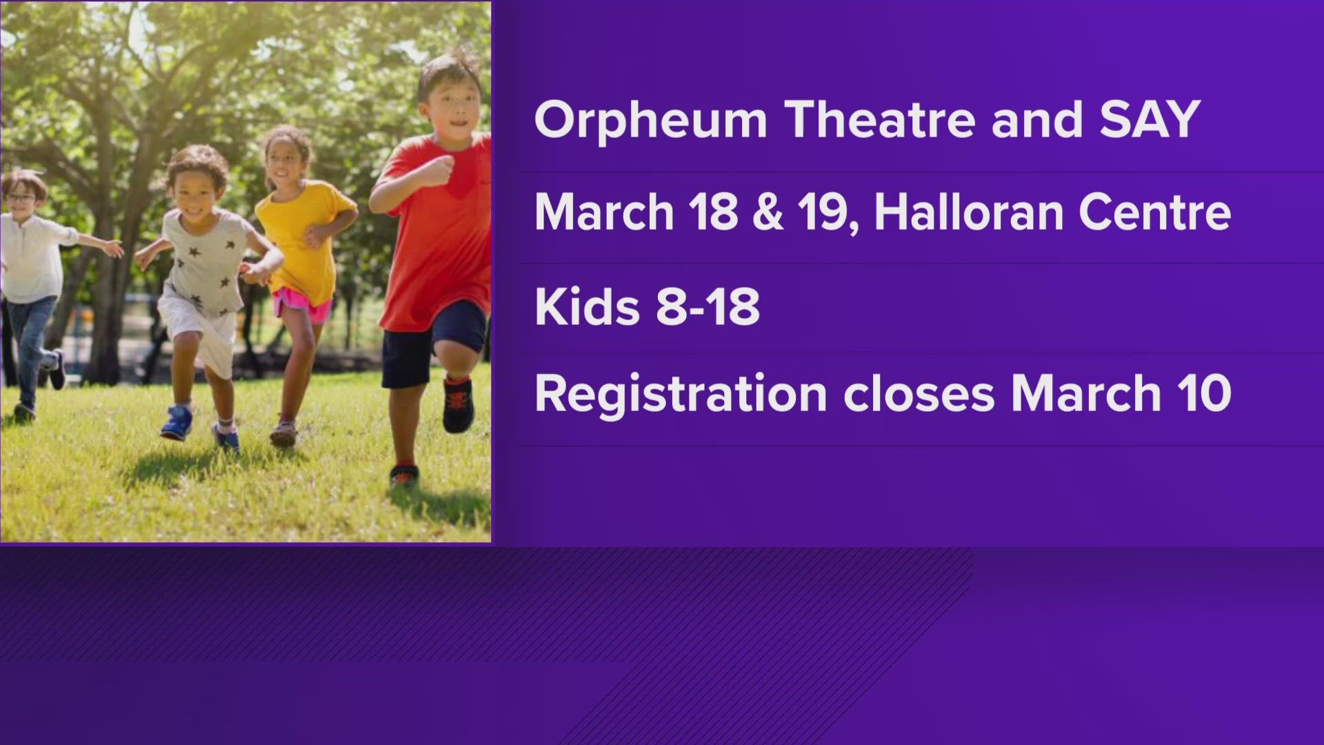 The Orpheum Theatre Group announce the free two-day camp will take place March 18 - 19, 2023, at the Halloran Centre.