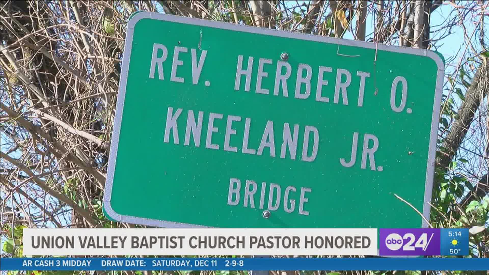 The I-240 overpass on East McLemore Avenue is now named in honor of Rev. Herbert O. Kneeland Jr., a member of the Union Valley Baptist Church.