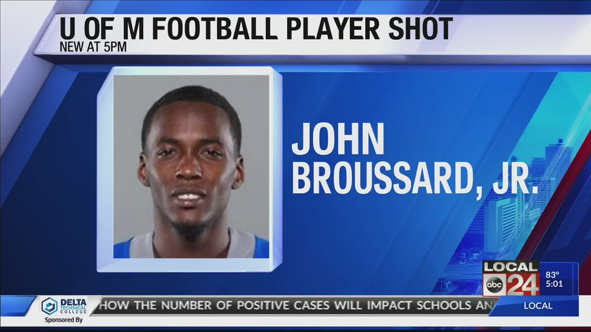 According to the Memphis Police Department, senior defensive back John Broussard Jr. was shot in the leg Sunday night near the U of M.