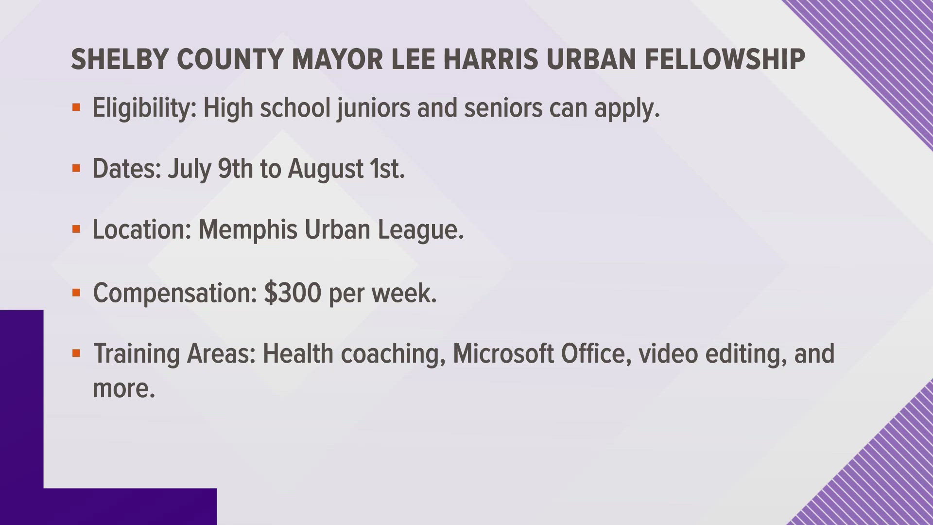 The Shelby County Mayor Lee Harris Urban Fellowship is a partnership between the Mayor’s Office of Innovation and the Memphis Urban League.