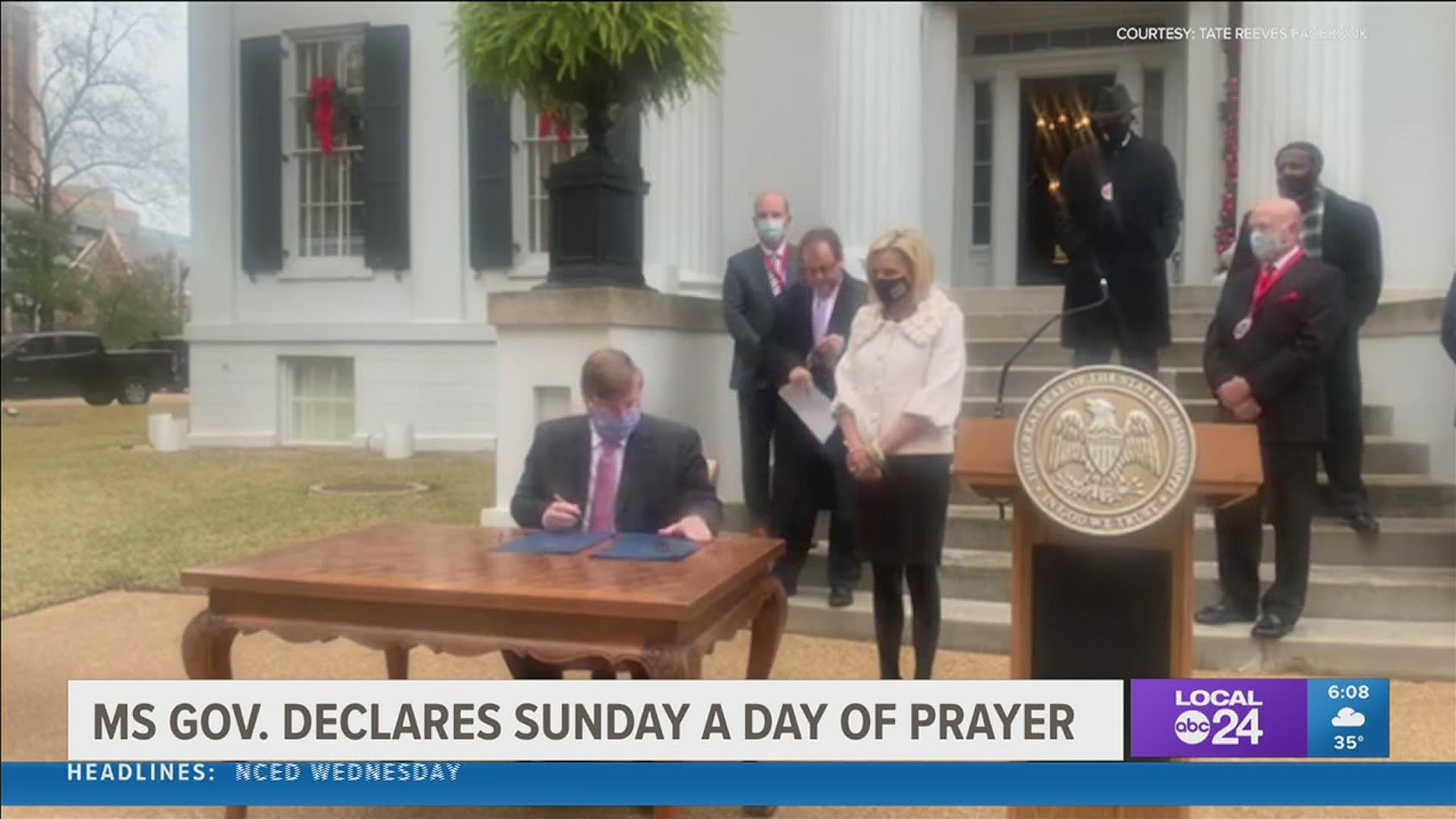 "Today, I am signing a proclamation to declare a Day of Prayer, Humility, and Fasting on Sunday, December 20th," Governor Reeves said.
