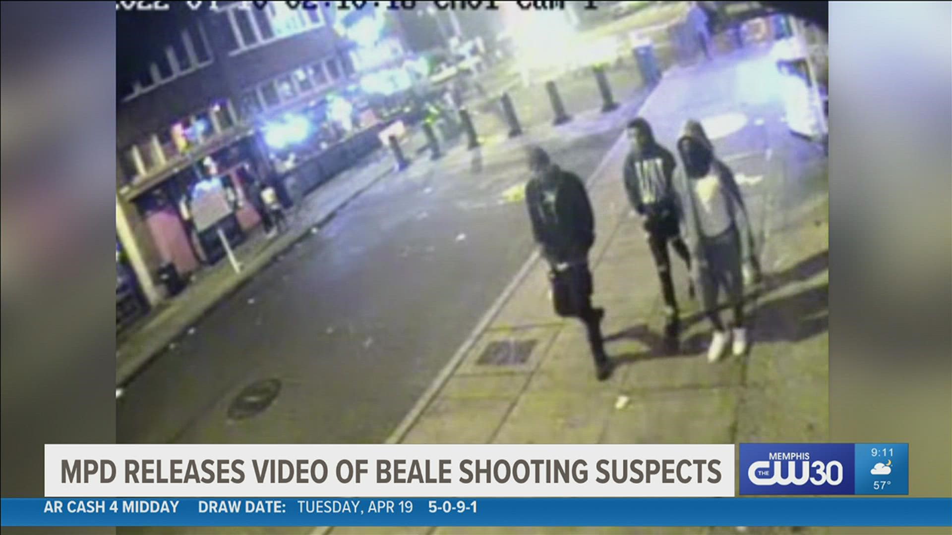 Video released on Tuesday shows the men, who are suspected of shooting three people and killing one of them, on April 10 in front of the Green Room.