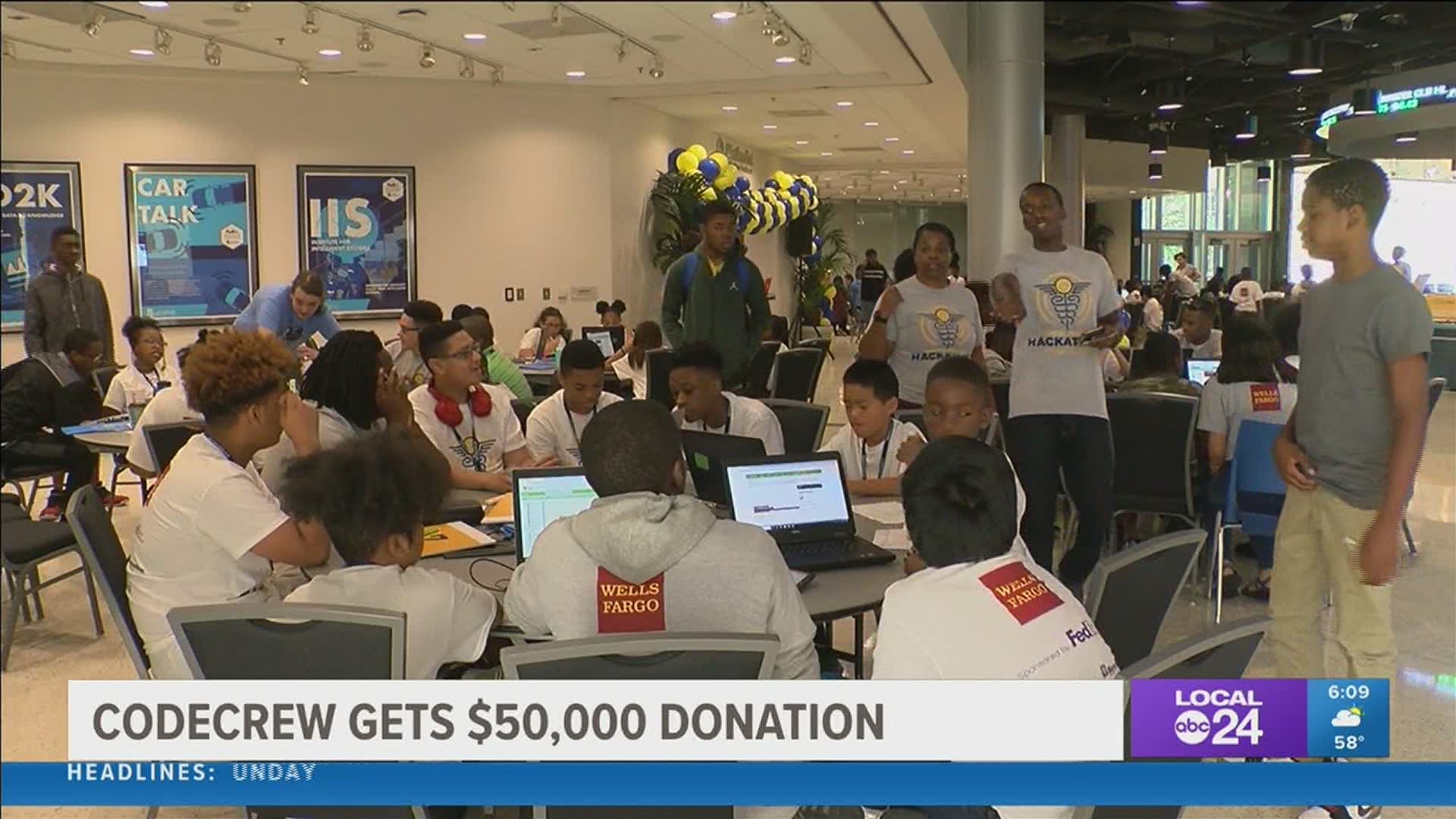 Verizon gave CodeCrew a $50,000 donation to help the tech start-up continue to make positive change in Memphis.