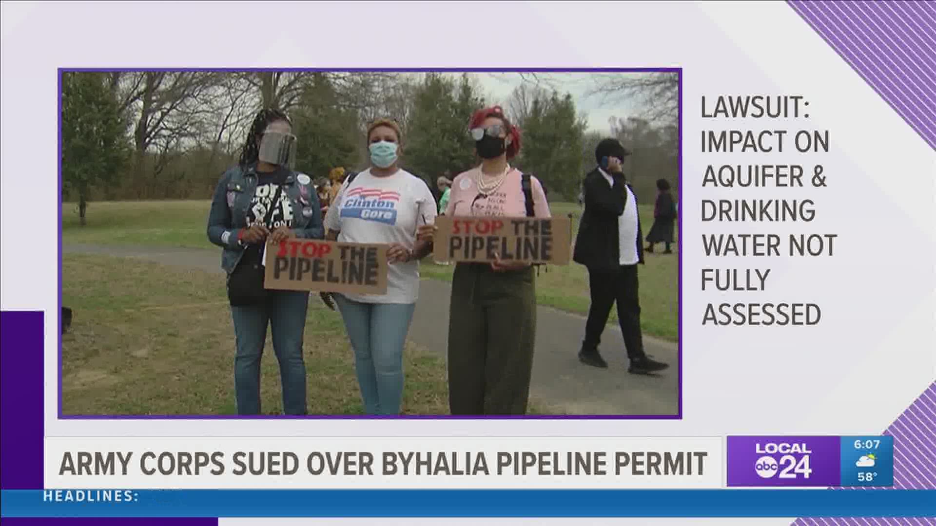 A trio of environmental advocacy groups are now suing the U.S. Army Corps of Engineers over the pipeline.