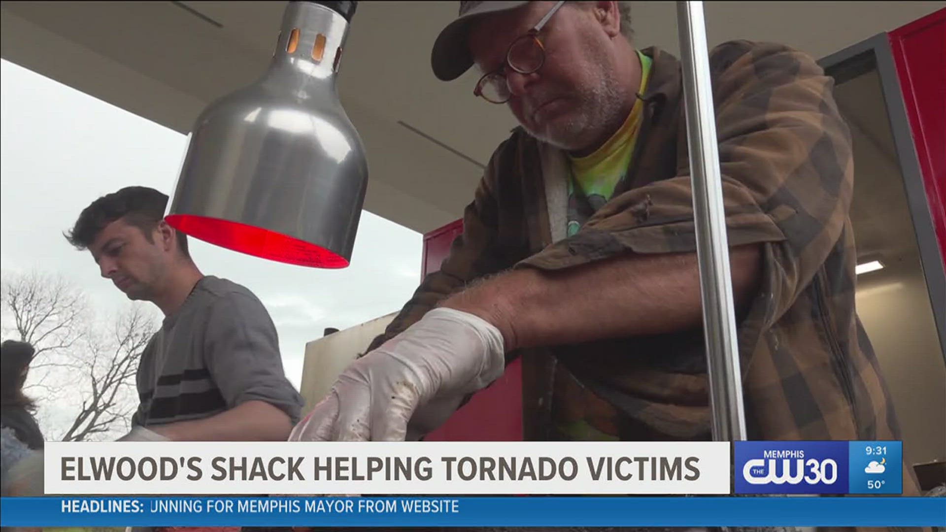 The owner of Elwood's Shack fired up the smoker and helped feed victims of Friday night's storms in Covington.