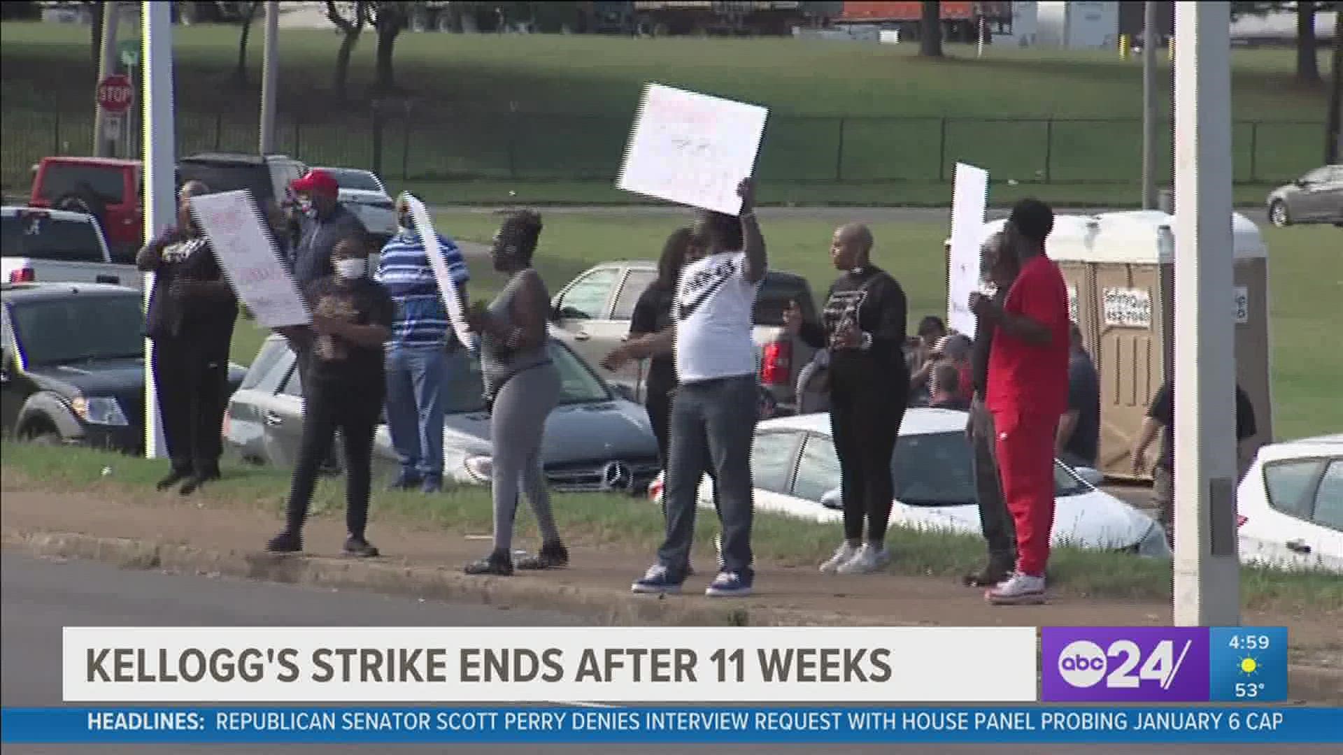 The strike started on Oct. 5 and included workers at four plants in Battle Creek, Michigan; Omaha, Nebraska; Lancaster, Pennsylvania; and Memphis.