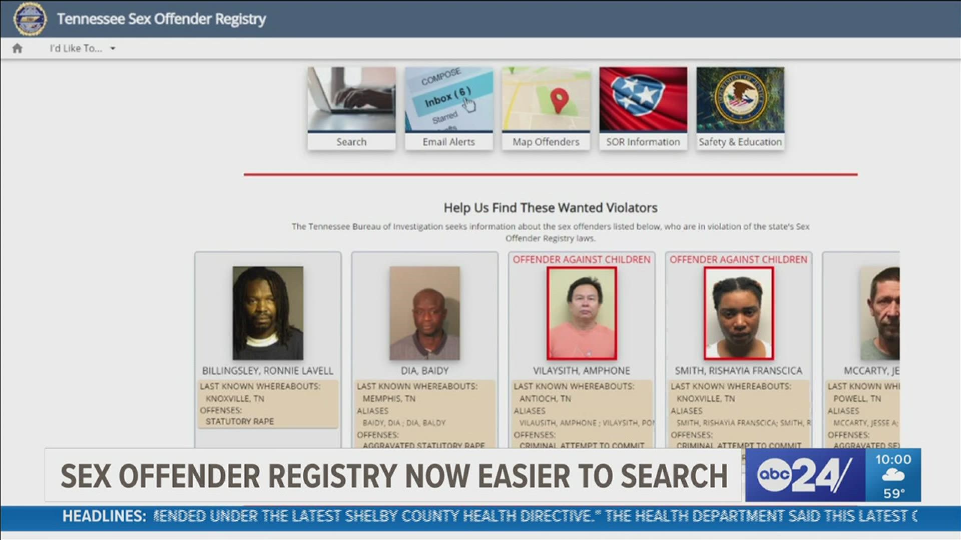 The TBI has updated the sex offender registry website so it's easier to search where registered offenders live near you