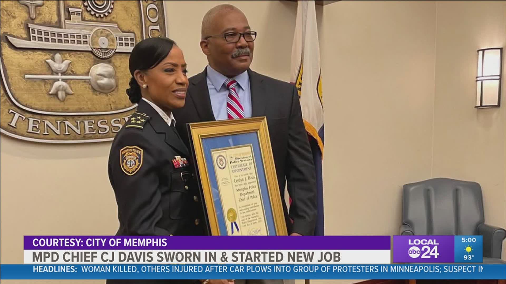 Davis becomes MPD's first woman to serve as top cop; first outside department candidate chosen and approved by Memphis city leaders in decades.