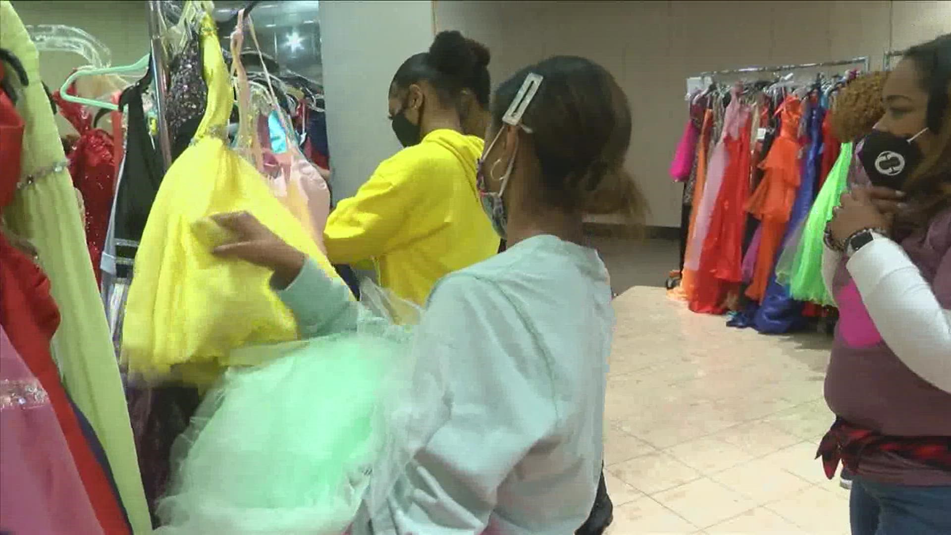 Turnout was great at Saturday's event, with teens lined up to pick out their favorite dress for the big night.