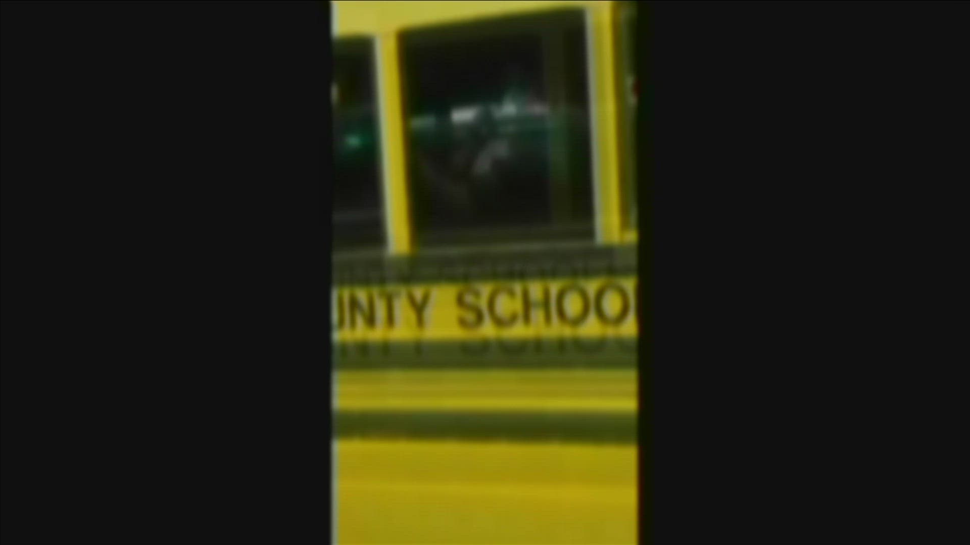 In a video by Misty Grubbs, children can be seen inside of the bus crying and screaming for help while adults stand outside telling the driver to let them exit.